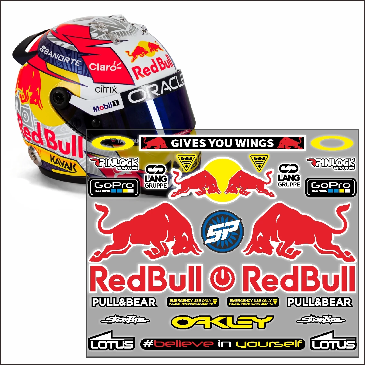 Autocollants de casque Red Bull Racing pour Yamaha Ktm Honda, logo de