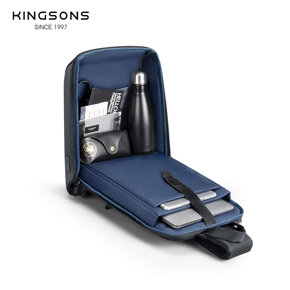 Kingsons/Vgoal Anti-theft Waterproof Single Shoulder Backpack For Men Laptop 14/13.3 inch W/ USB Charging Port&TSA Customs Lock 4