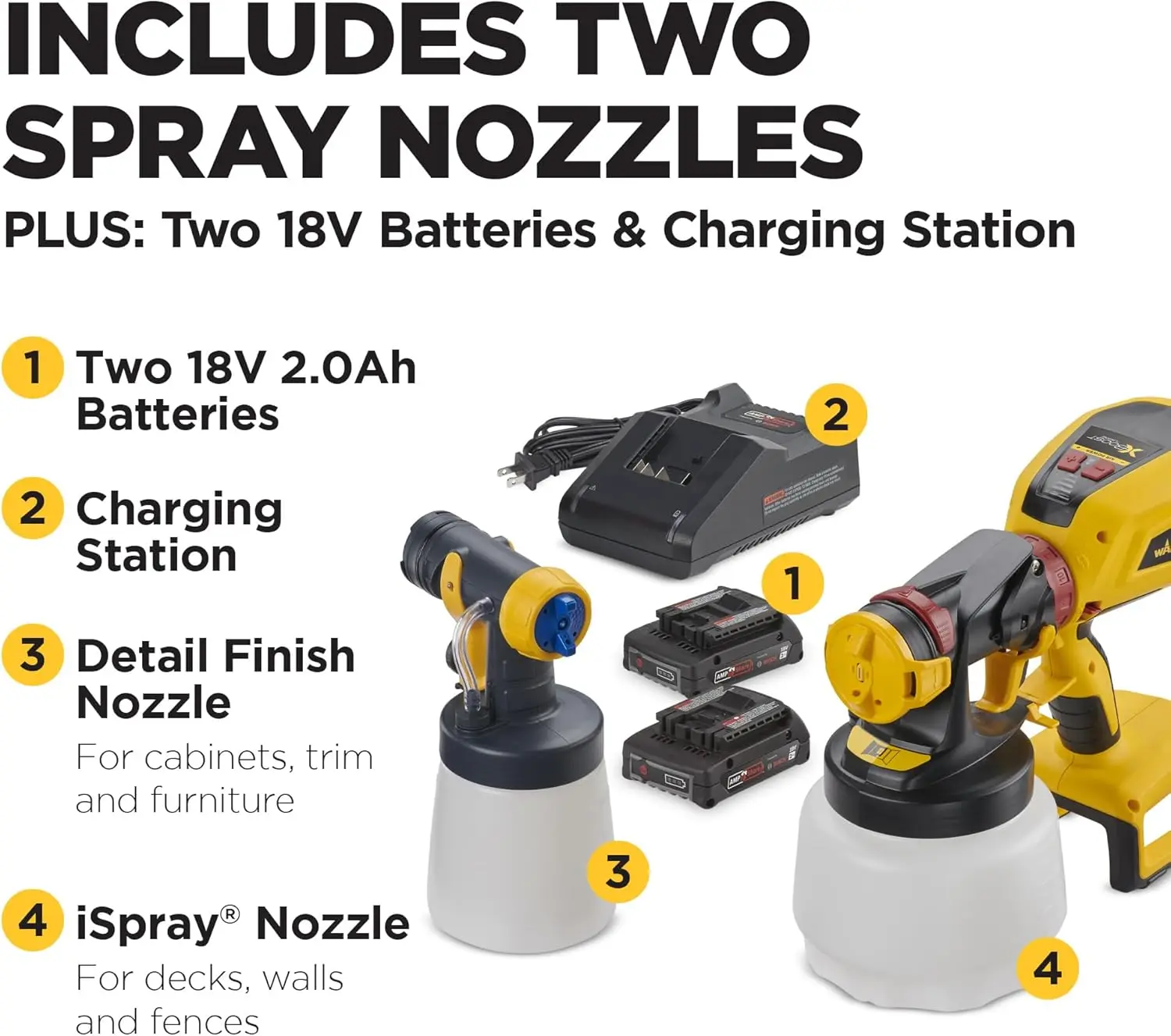 Cordless Handheld HVLP Paint Sprayer, Sprays Most Latex, Includes Two Nozzles