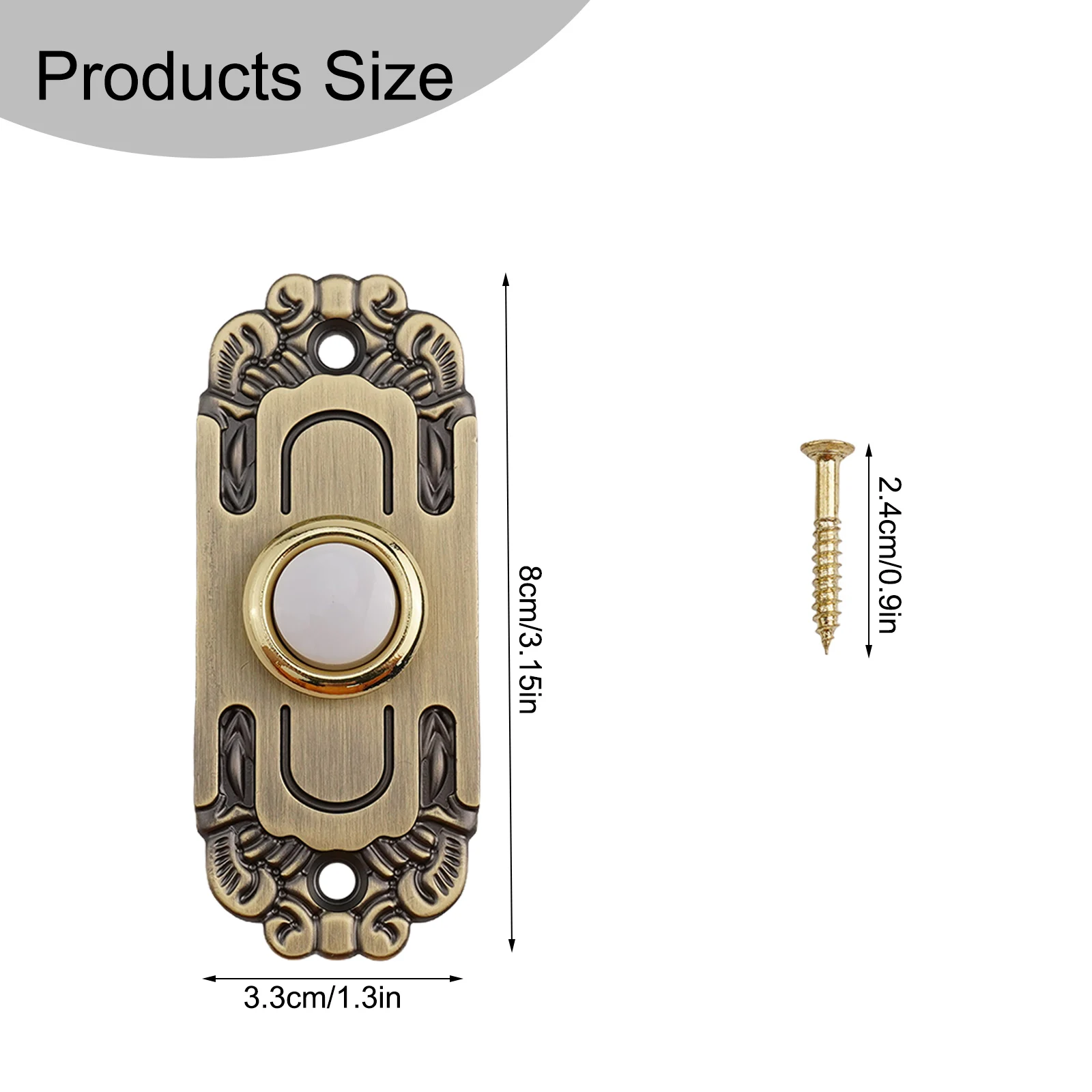Door Bell Button Heavy Duty Doorbell For Home Entrance Weather-resistant Antique Brass Bronze Easy Installation