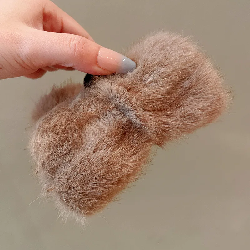 1pc Schmetterling Knoten Plüsch Greif Clip Herbst/Winter Neue Haar Clip frauen Hinterkopf Clip Kopfschmuck shark Clip – Detail 8