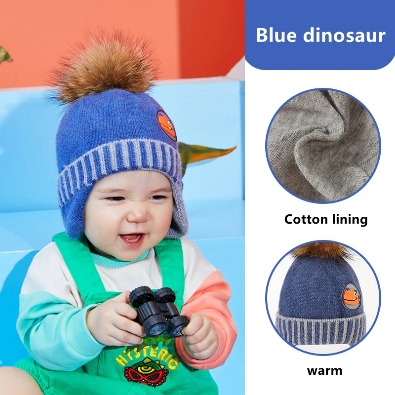 Cute Double Wool Pompom Baby Hat Children Cap Warm Autumn Winter Hats For Kids Boys Girls Knitted Warmer Beanie Caps Bonnet