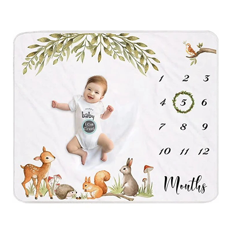 Flannel Baby Milestone Blanket Baby Photography Blanket Props Receving Background Baby Monthly Record Growth Photography Props 3
