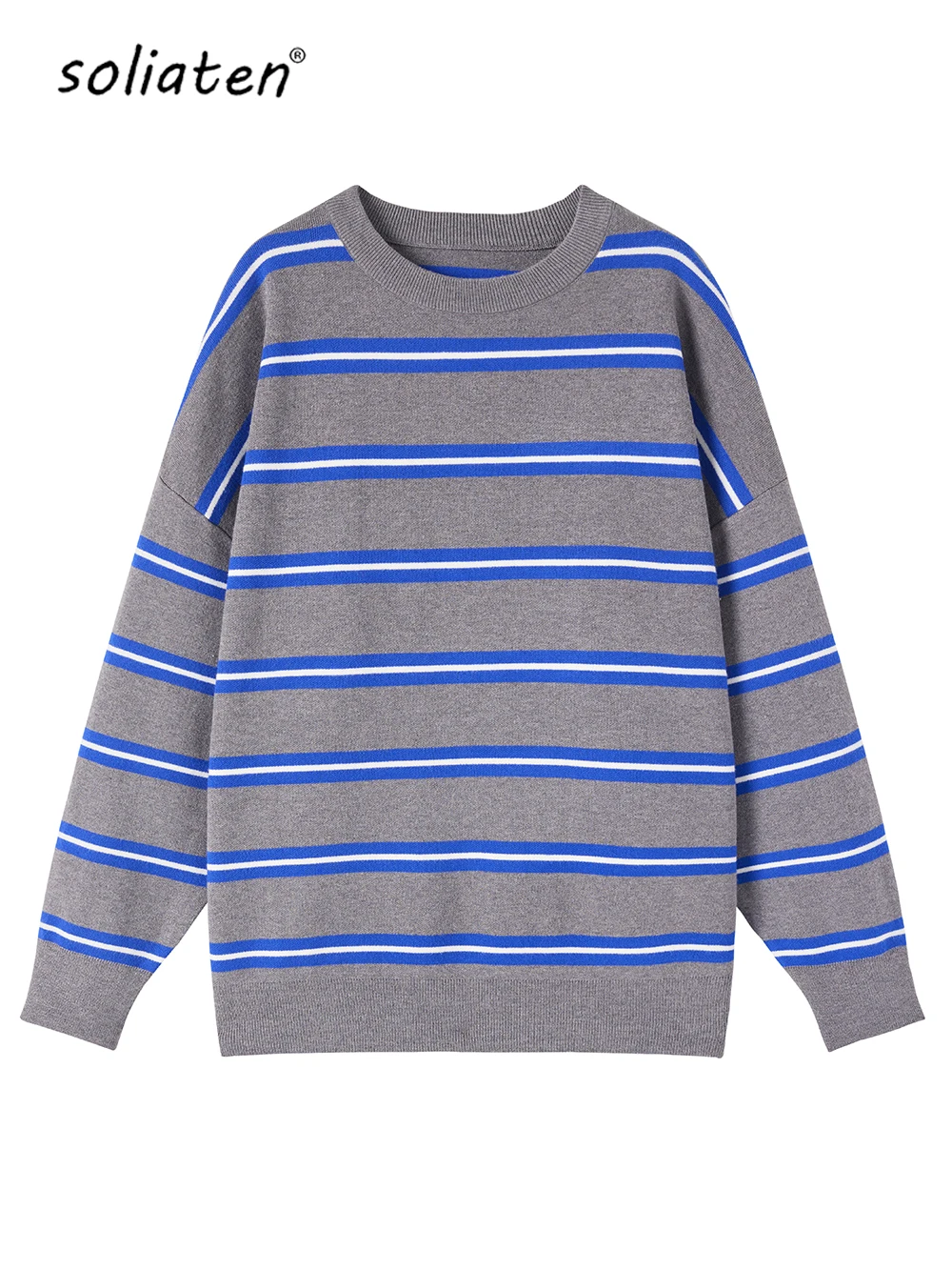 

Boyfriend Women's Striped Oversized Sweater 2023 Fall Winter Unisex Lazy Casual Loose Pullover Tops Hip Hop Streetwear C-219