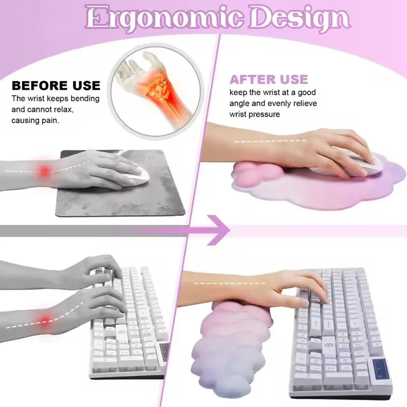 3pcs Keyboard Wrist Rest Pad Set, Ergonomic Leaf Shape Mouse Pad With Non-Slip PU Base, Pain Relief Memory Foam Mouse Wrist Rest
