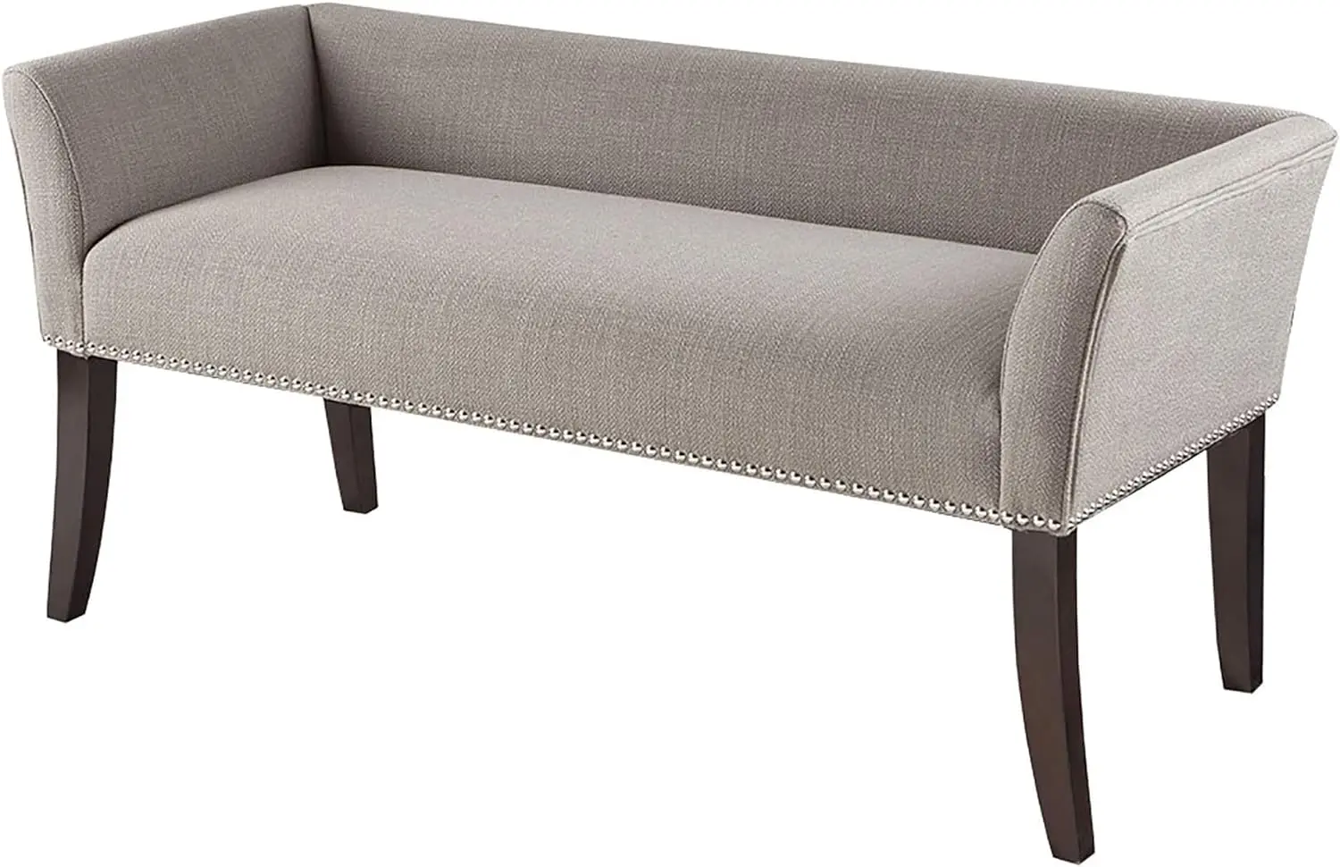 

Upholstered Tufted Entryway Accent Bench w/ Back,Nailhead Trim & Padded Seat Mid-Century Modern Fabric Ottoman,Blue/Tan/Grey