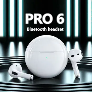 PRO 6 무선 블루투스 헤드셋 5.0 블루투스 프로토콜 이어플러그 유형 강력한 내구성 게임 경쟁 헤드폰 TWS 실행