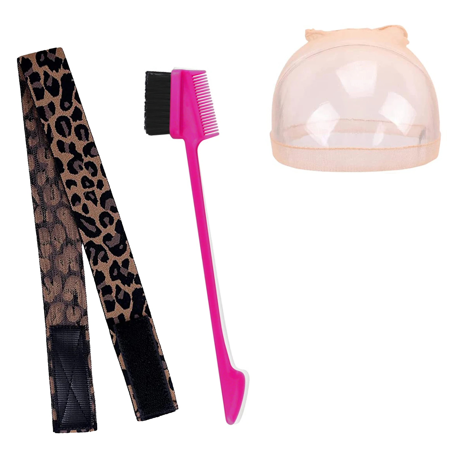 3 Pcs Brush for Edge Elastic Bands for Wig HD Wig Cap Transparent Cap Women Adjustable bands Hair Styling Comb