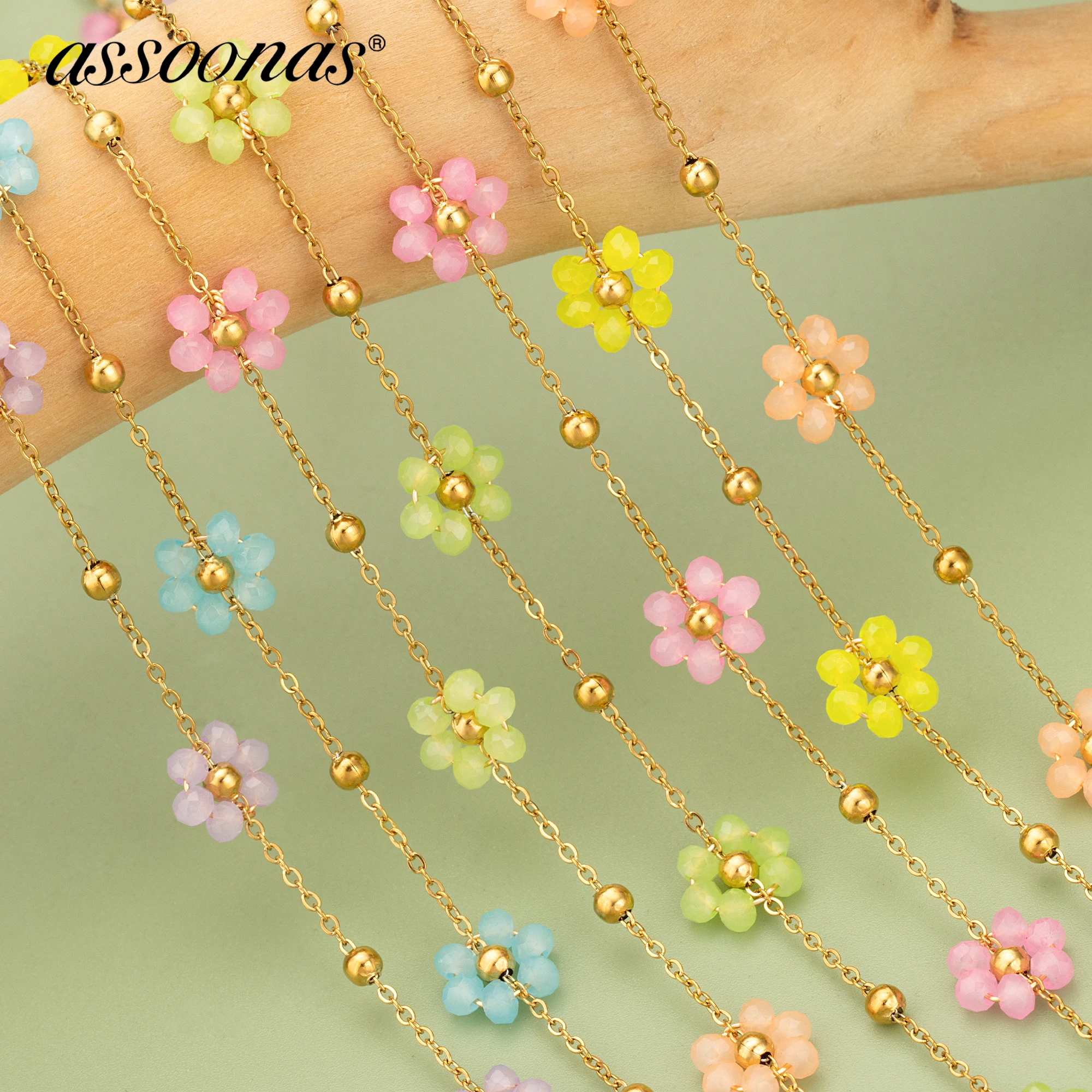 assoonas, C350, Kette, Naturperlen, Edelstahl, nickelfrei, handgefertigt, Anhänger, Schmuckherstellung, DIY Armband Halskette, 1m/Stück