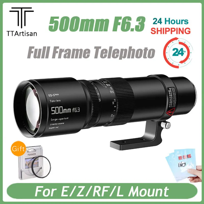 Ttartisan 500Mm F6.3 Teleobiettivo Full Frame Messa A Fuoco Manuale Len Per Sony Fe Canon Rf Nikon Z Panasonic/Leica/Sima L Mount Camera