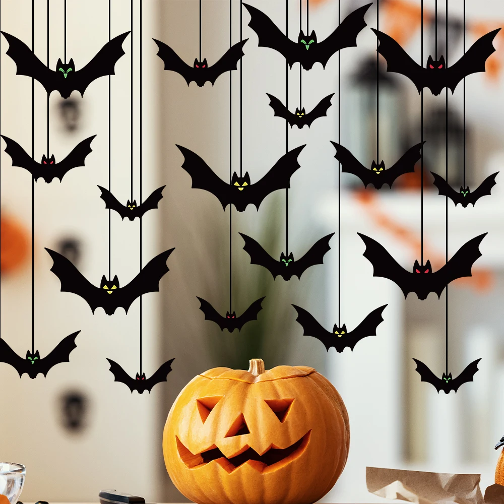 Halloween-Anhänger aus schwarzem Fledermaus-Silhouette-Papier, dekorativer böser Fledermaus-Anhänger für Festival-Partyszenen