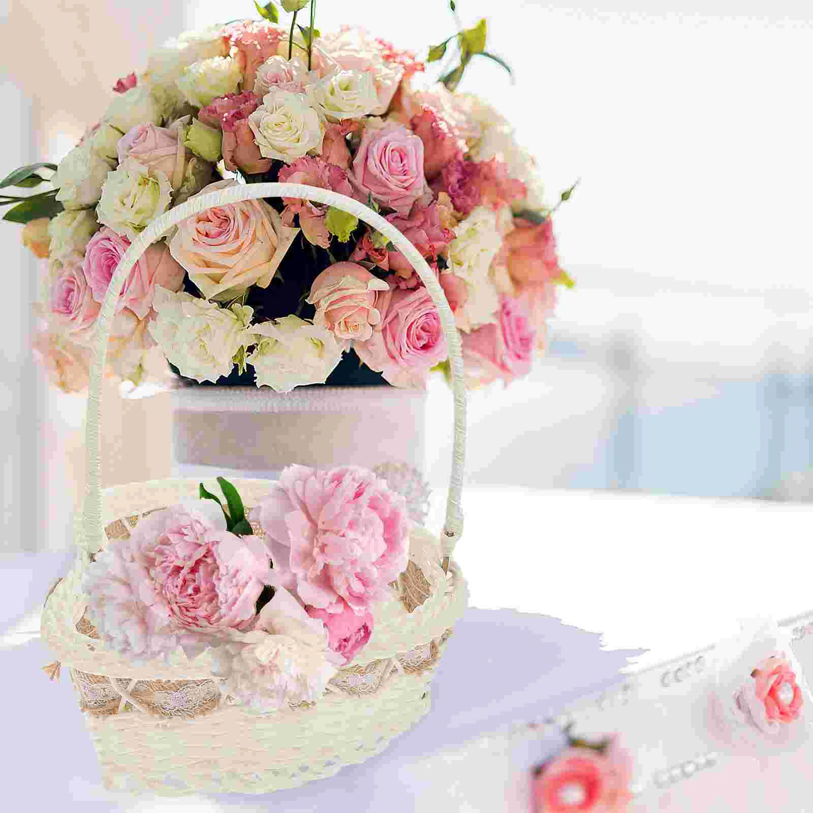 

Wedding Flower Basket Heart Shape Snack Basket Bride Portable Petal Basket
