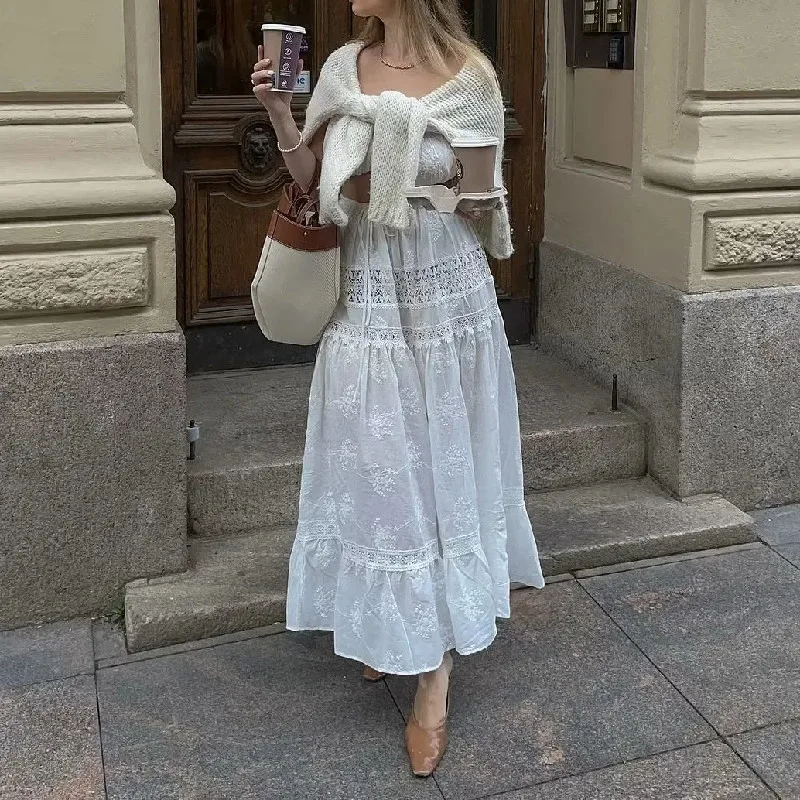 girly lace frill long skirt ホワイト girly lace frill long skirt (white) | Treat ürself