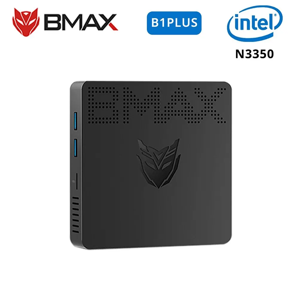 BMAX B1 Plus Mini PC Intel Celeron N3350 Procesador Windows 10 Pro 4K 6GB 64GB USB HDMI BT4.0 M.2 ranura 1000M AC Wifi Mini