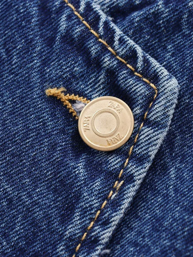2024 Autumn and Winter New Arrivals Casual All-match Round Neck Sleeveless Blue Slim Waist Denim Vest 6