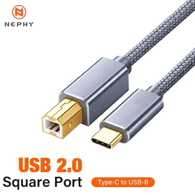 Braided USB C to USB B 2.0 Printer Scanner Cable – Available in 1m, 2m, 3m Lengths
