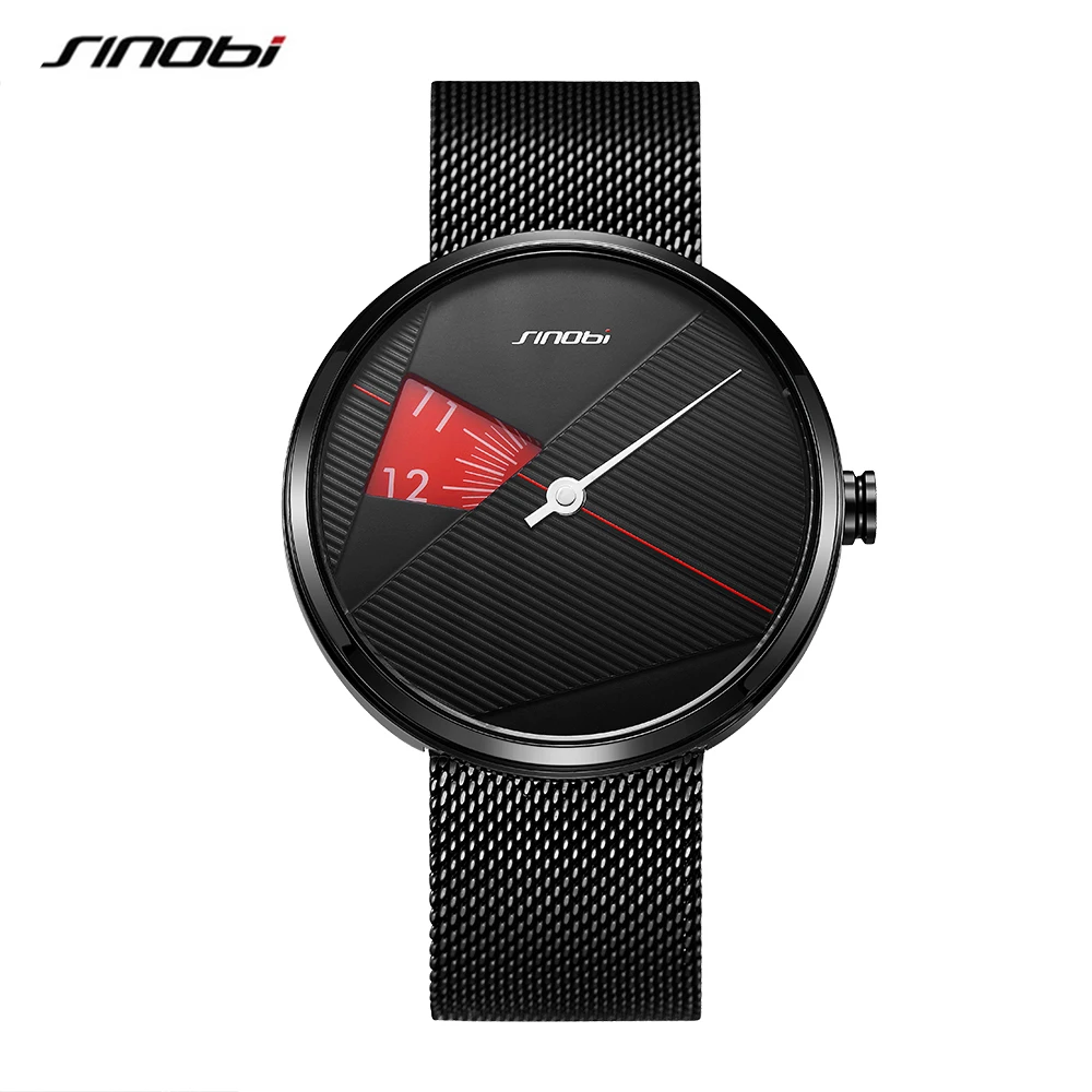 SINOBI Men rotate dial plate watches 2019 Original Irregular Creative Men Watch Milan Strap Sports watch Drop ship Wristwatches романтический big dial смотреть кожаная полоса мода симпатичные наручные часы drop доставка кварц часы