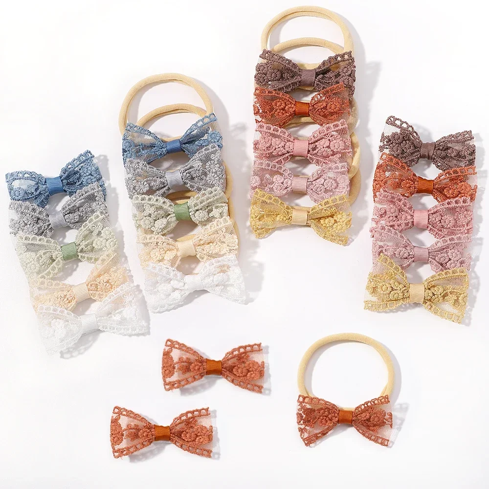

10pcs Lace Bow Baby Headbands for Girl Cute Bowknot Hairpin Infant Turban Newborn Hair Band Elastic Headwear Hair Accessories
