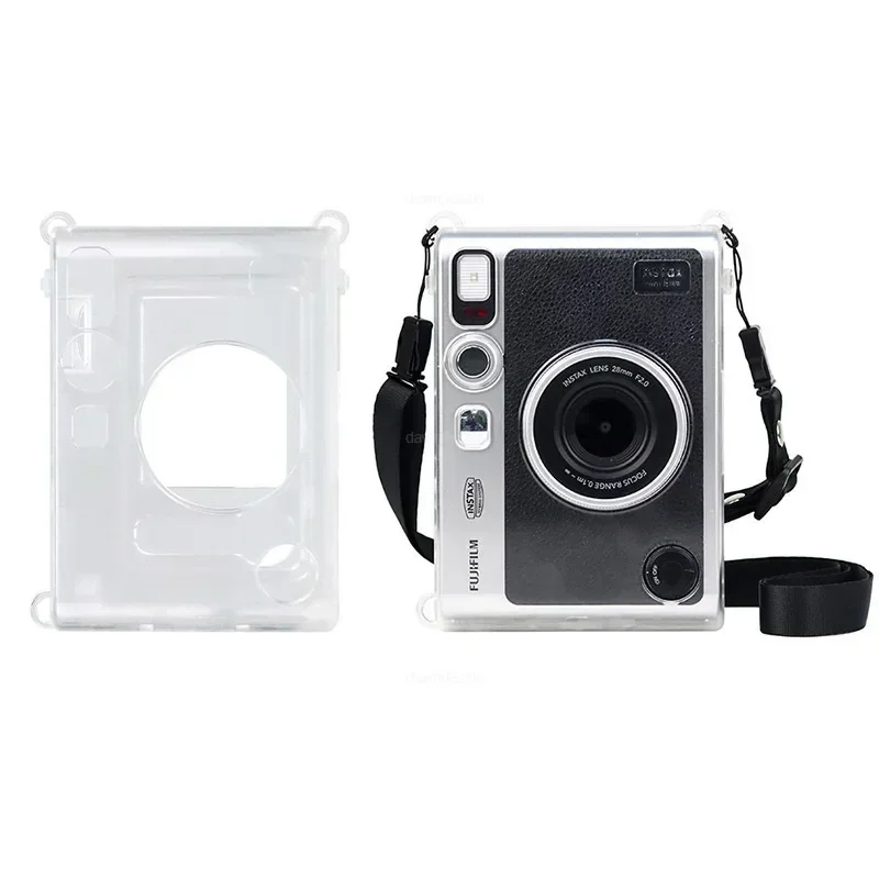 Clear Case for Fujifilm Instax Mini EVO Instant Film Camera Crystal Hard Shell Cover Removable Shoulder Strap
