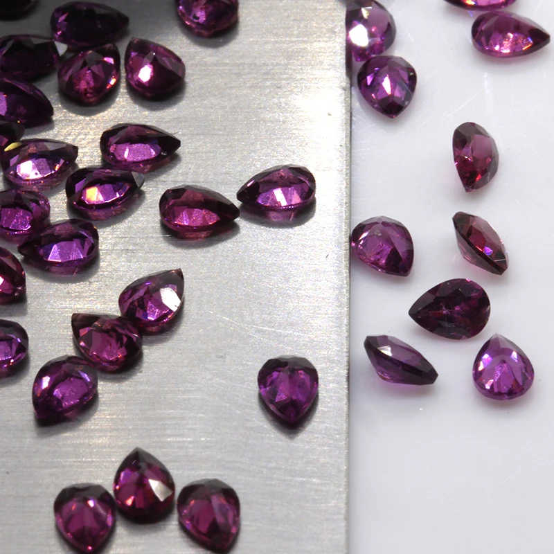 

Natural loose gemstone purple garnet wholesale high quality stone pear cut 3*5mm