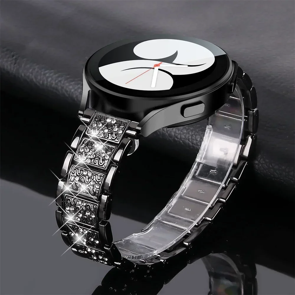 Elegant Diamond Metal Link Bracelet - Universal 20mm/22mm Strap