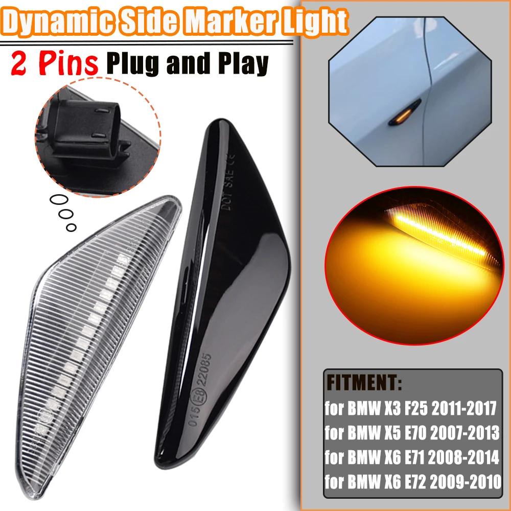 Clignotants Latéraux LED Dynamiques Pour BMW X3 F25, X5 E70, X6 E71/E72 - Noir - Plug & Play - E-marké