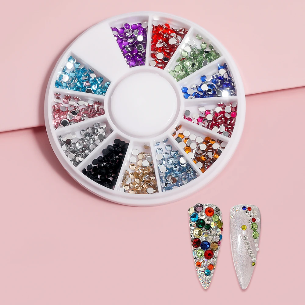 

12 Grid Disc Glitter Diamond Small Rhinestone Nail Art Decoration Rainbow Color Small Crystal Nail Ornament Nail Art Accessories
