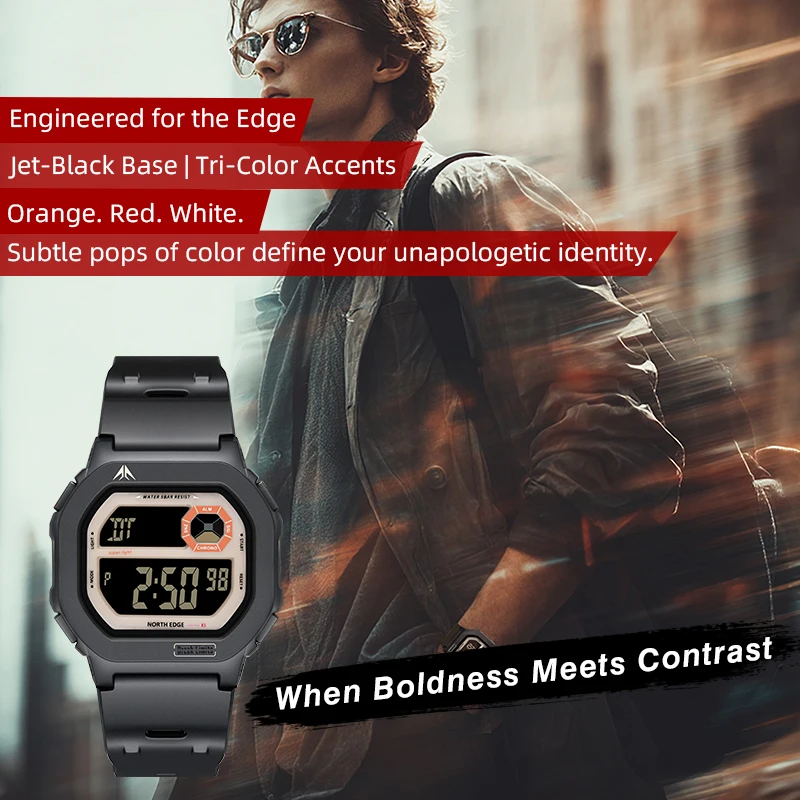 NORTH EDGE X1 Waterproof Sports Watch with Digital Display and Multifunctional Features