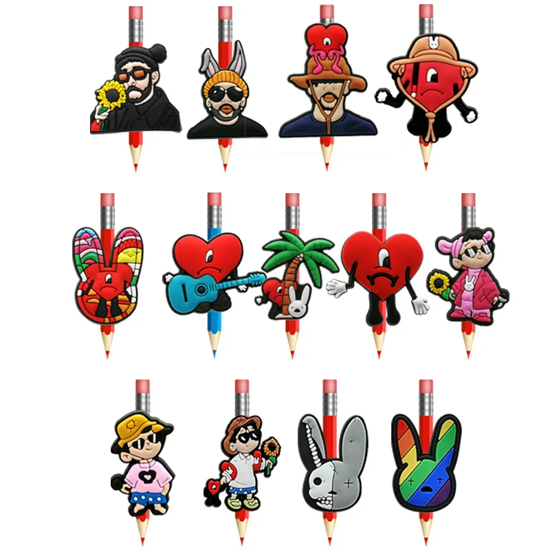 new bad bunny design pencil toppers