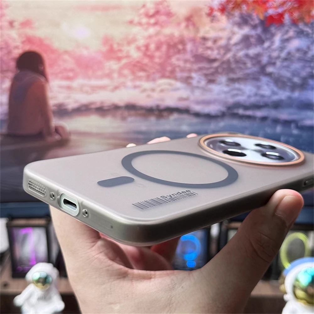 Ultra Thin Matte Translucent Barcode Hard Case with Magnetic Wireless Charging Cover