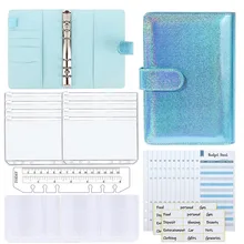 

A6 PU Leather Budget Binder Notebook Money Saving Wallet with 8 Zipper Cash Envelopes,12 Budget Sheets,2 Bill Bags ,24 Stickers