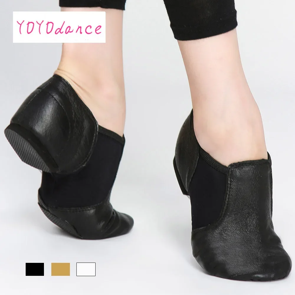 Coupons Women's Slip on Sneakers Genuine Leather Dancing Shoe for Men Adult Kids Girls Black sports Boots Jazz Dance Shoes 4