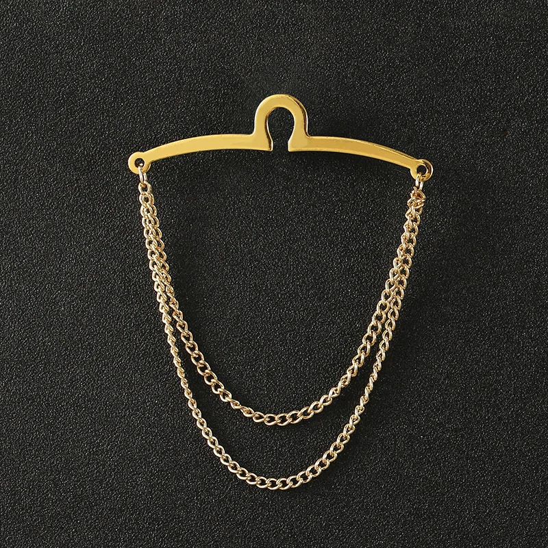 Elegant Men's Metal Brooch Pin and Necktie Chain Accessory