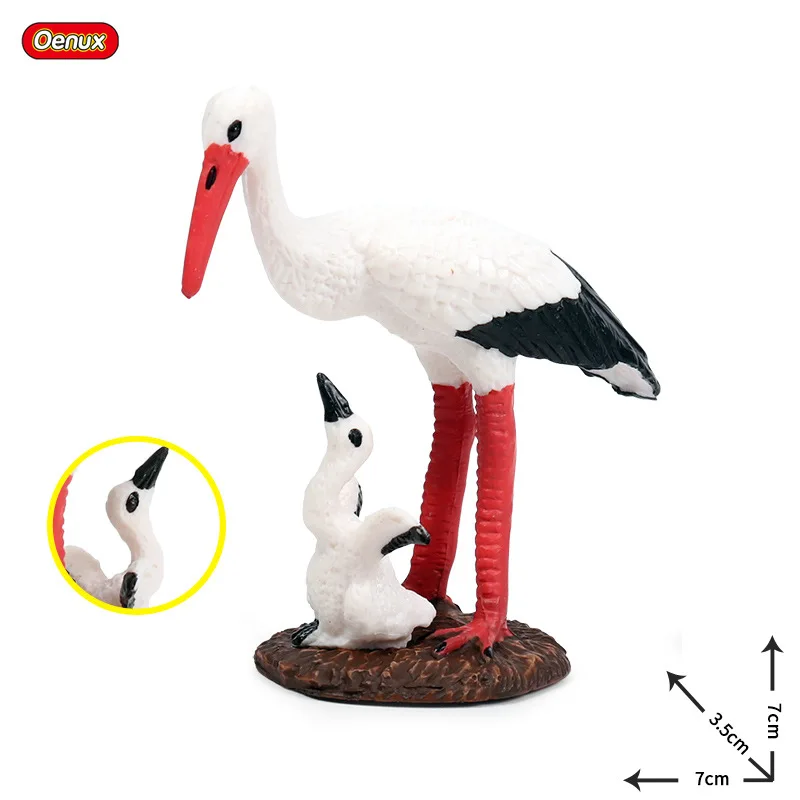 

7*3.5*7CM Children simulation wild animal model birds and birds White crane mother and child Red crane Crane model toy