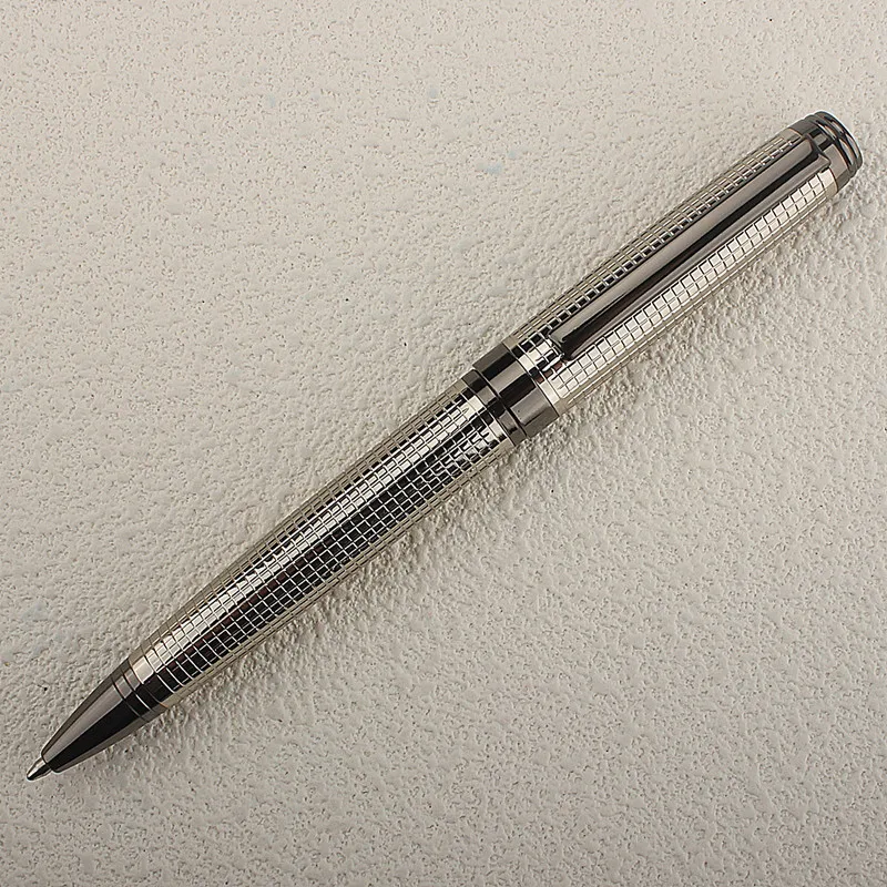 قلم حبر جاف معدني فضي فاخر من الفولاذ المقاوم للصد...