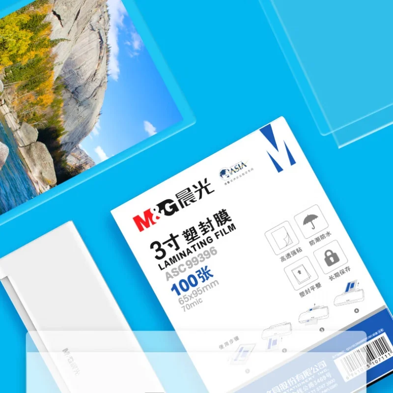 M&G 100 Sheets Transparent High Definition Plastic Sealing Film 70/80mic Document Photo Special Sealer Film A4/A3