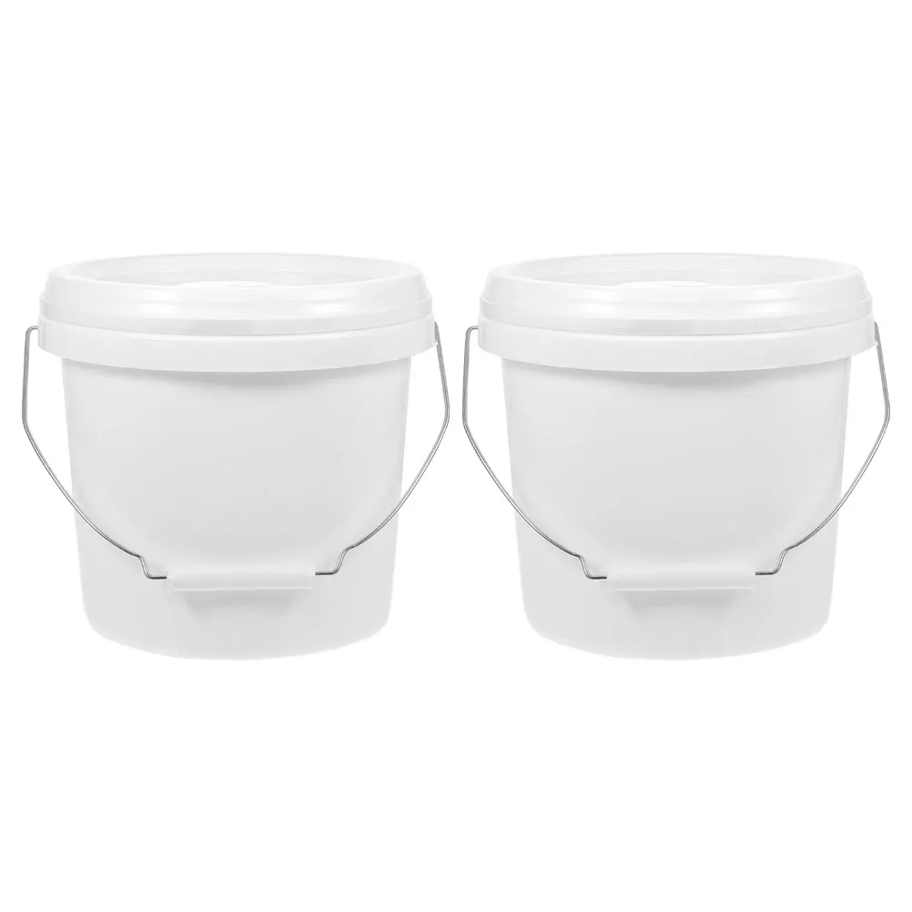 2pcs Paint Buckets White Fishing Bucket Multi-Functional Barrel 4 Liter Barrel With Lid Pigment Barrel Chemical Bucket Leak