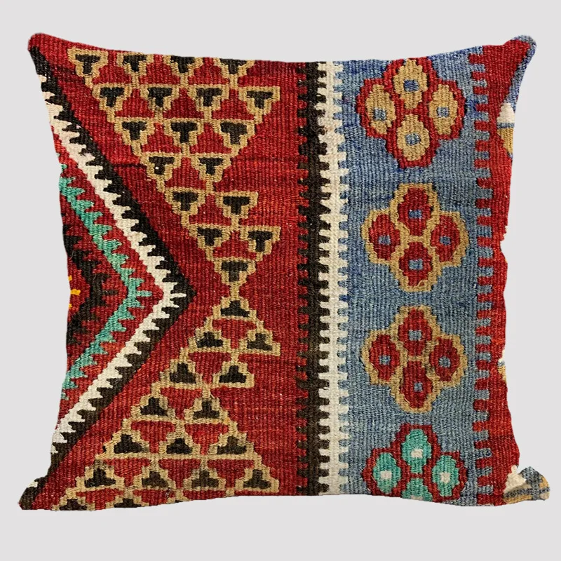 Bohemian Patterns Linen Cushions Case Multicolors Abstract Ethnic Geometry Print Decorative Pillows Case Living Room Sofa Pillow 