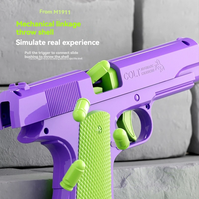 Throw Shell Toy Gun Manual Pistol M1911 Anti-stress Fidget Gun Weapons Toy Cannot Shoot for Children Kids Adults 4
