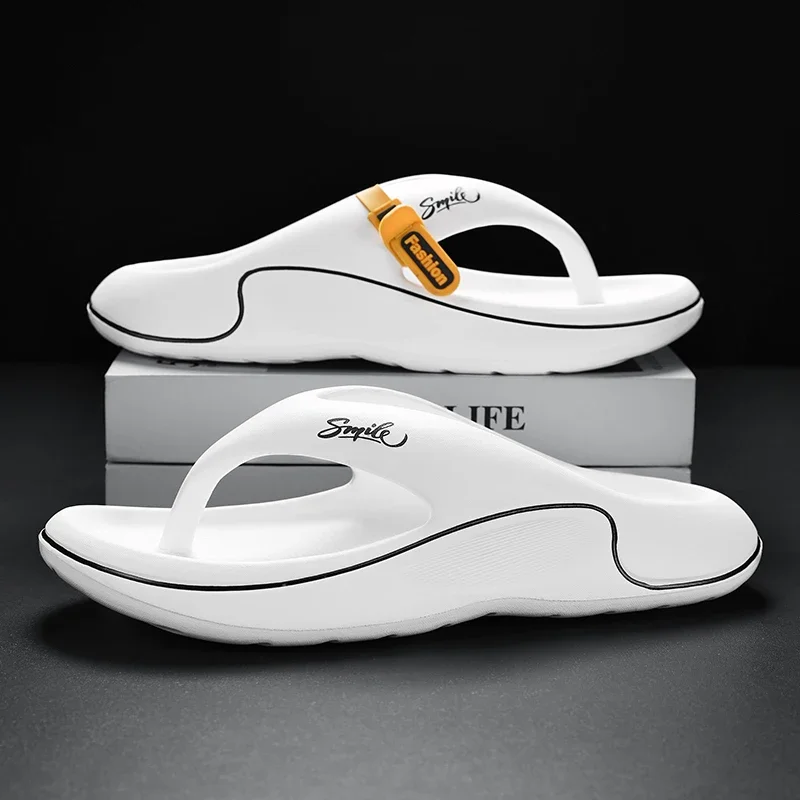 2024 Summer New Men's Flip Flops Indoor Outdoor Beach Sandals Thick Soft Sole Bathroom Slides Shoes Man Non-slip Home Slippers 3