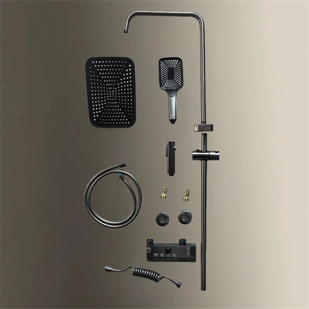 1 Piece Bathroom Wall Mounted Shower Set Multifunctional Practical Shower Kit Four Outlet Adjustable Water Pressure Temperature 5