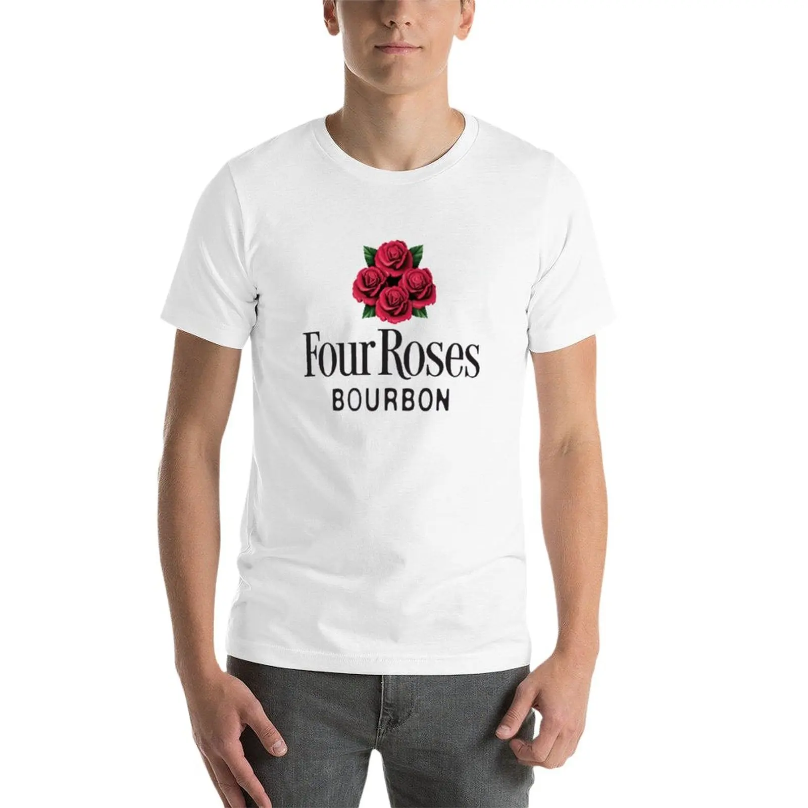 Nieuwe Vier Rozen Bourbon Whisky T-Shirt Zwart T-Shirt Blouse Effen Zwarte T-Shirts Heren