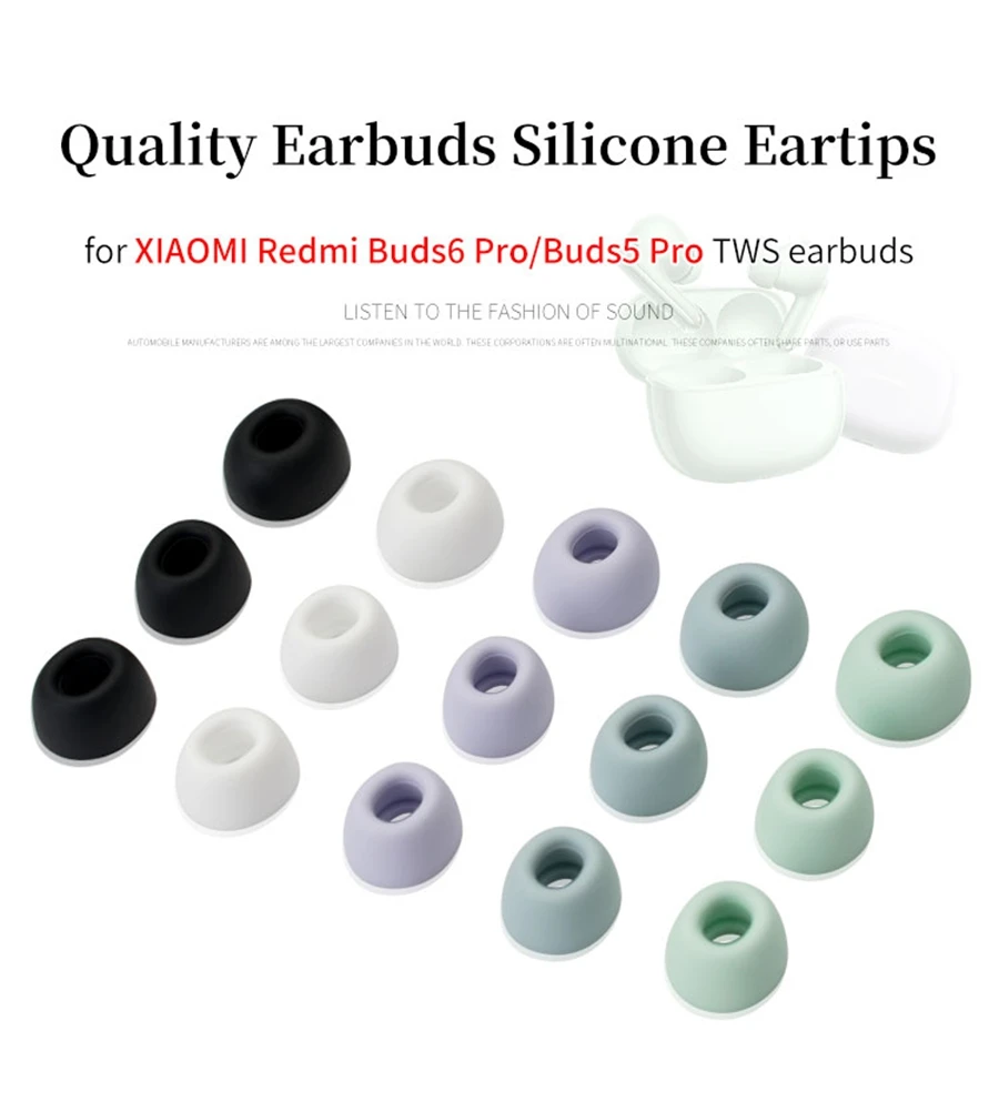 6Pcs Silicone Ear Tips for XIAOMI Redmi Buds6 Pro True Wireless Earbuds Eartips REDMI Buds5 Pro TWS Tips headphones Earplugs