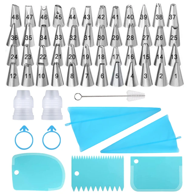 58PCS Piping Bags and Tips Set, Bake Cake Decorating Kit with Stainless  Steel Tips, Reusable Silicone Pastry Bags, Couplers - AliExpress