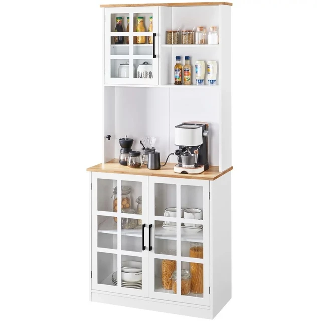 52 Modern 4-Door Kitchen Pantry Freestanding Storage Cabinet w/ 3