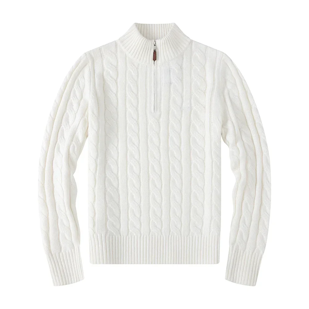 

Men Spring Wool Sweaters high quality Casual Small Pony Pull Half Zip Chandail Jacket Men Winter Long Sleeve Sweater Pullover