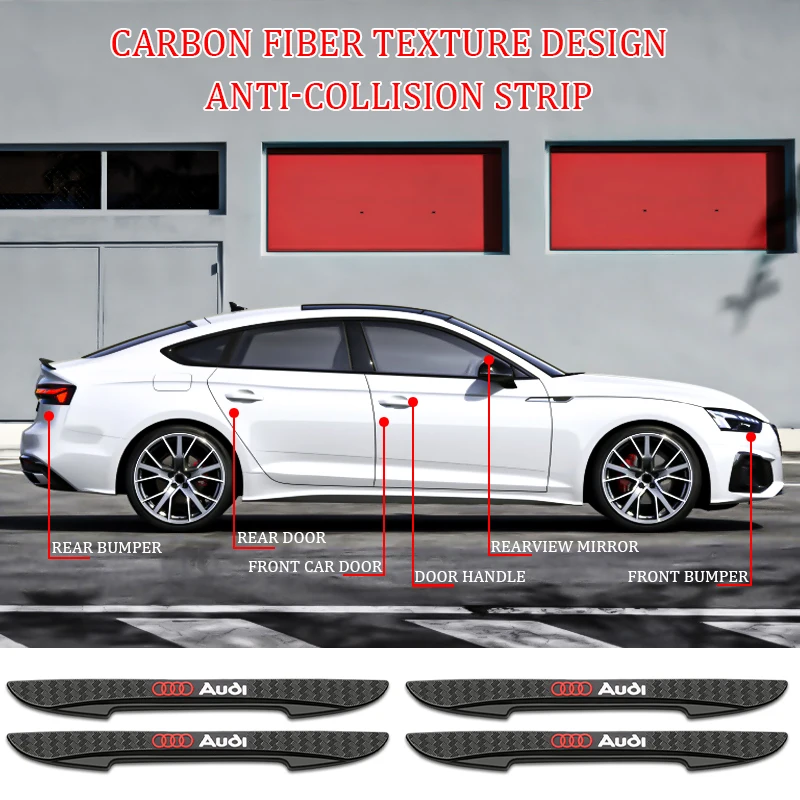 4Pcs Car Logo Anti-Collision Strip Door Bumper Protector Stickers