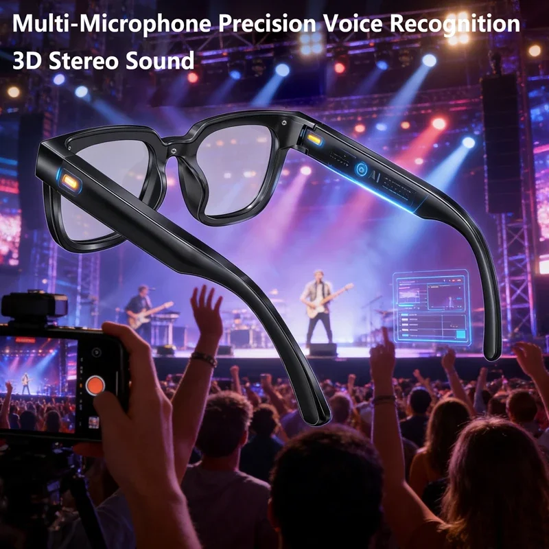 Occhiali Intelligenti AI con Traduzione, Fotocamera HD 8MP, Riprese 4K, Chiamate Bluetooth, Registrazione, Musica, Riconoscimento Immagini, Occhiali da Sole - immagine 6