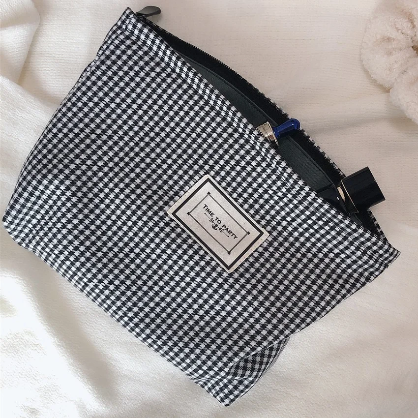  Cosmetic Travel Bag Checkered Makeup Bags For Women