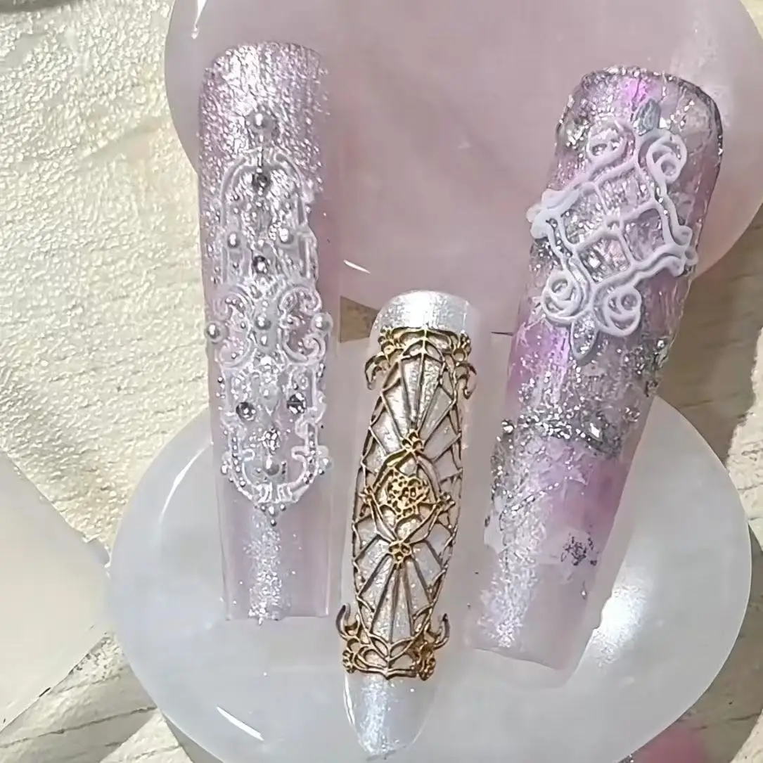 1개 프랑스 목걸이 보석 사진 액자 바로크 하트 3D 아크릴 몰드 네일 아트 장식 DIY 실리콘 네일 몰드